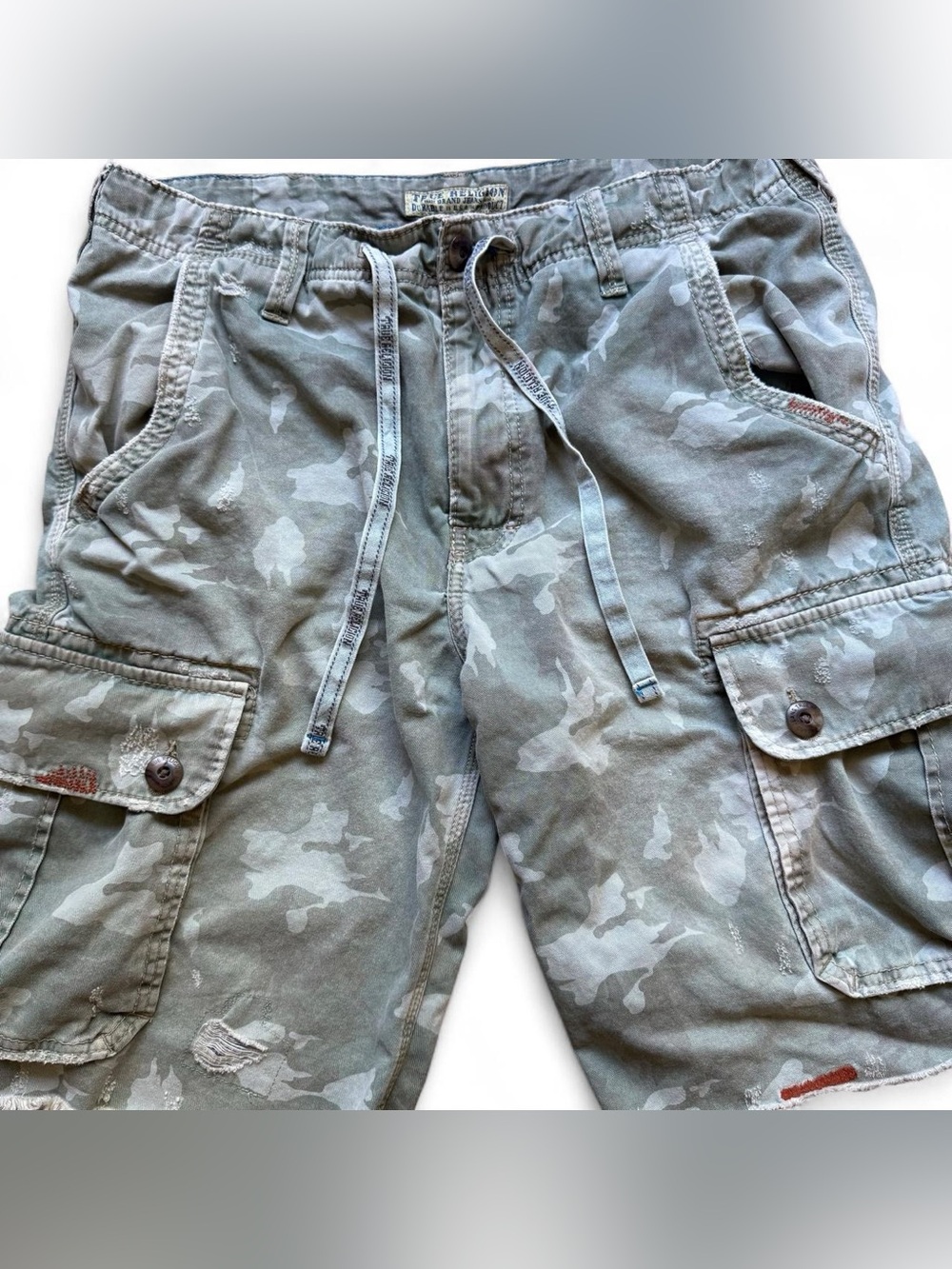 True Religion Men's Camouflage Cargo Utility Shorts - Olive Green - Picture 2 of 6